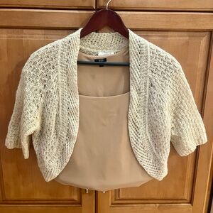 LOFT Cream & Gold Shrug Cardigan - Size Medium